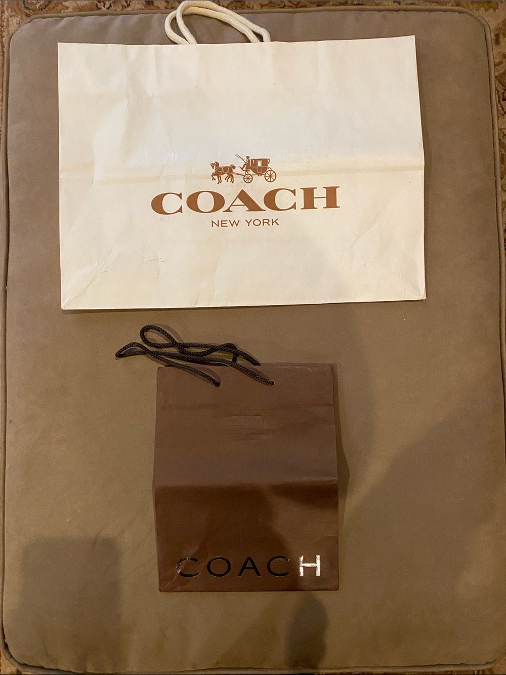 Coach White and Brown Paper Bags Duo